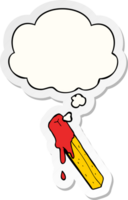 cartoon dipped fry with thought bubble as a printed sticker png