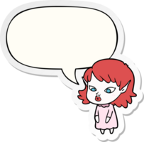 cartoon elf girl with pointy ears with speech bubble sticker png