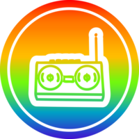 radio casete jugador circular icono con arco iris degradado terminar png