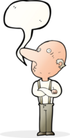 cartoon old man with folded arms with speech bubble png