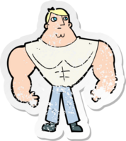 retro noodlijdende sticker van een cartoon bodybuilder png