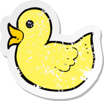 retro distressed sticker of a cartoon rubber duck png