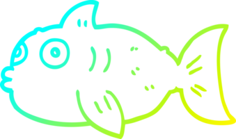 freddo pendenza linea disegno di un' cartone animato sorpreso pesce png