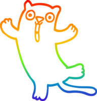 rainbow gradient line drawing of a cartoon happy cat png
