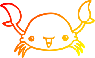 warm gradient line drawing of a cartoon crab png