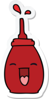 sticker of a quirky hand drawn cartoon happy red sauce png