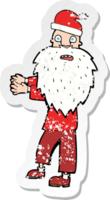 Retro-Distressed-Aufkleber eines Cartoon-Mannes mit Weihnachtsmütze png