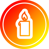 burning candle circular icon with warm gradient finish png