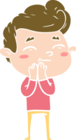 happy flat color style cartoon man png