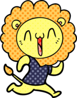 heureux, dessin animé, lion png