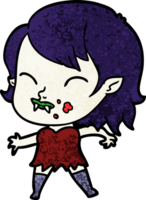 cartoon vampire girl with blood on cheek png