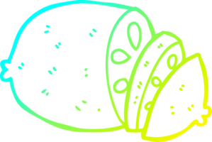 cold gradient line drawing of a cartoon sliced lemon png