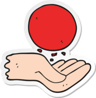 sticker van een cartoonhand die een bal gooit png