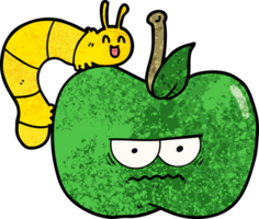 maçã mal-humorada e lagarta dos desenhos animados png