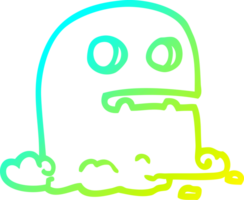 cold gradient line drawing of a cartoon spooky ghost png