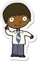 sticker of a cartoon school boy with idea png