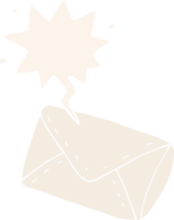 desenho animado envelope com discurso bolha dentro retro estilo png