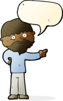 cartoon bearded man pointing with speech bubble png