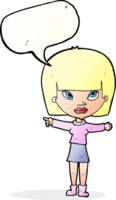 cartoon woman pointing with speech bubble png