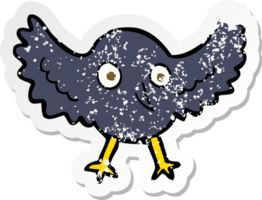 retro distressed sticker of a cartoon crow png