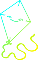 cold gradient line drawing of a cartoon kite png