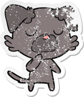 distressed sticker of a cartoon dog png