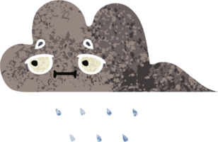 retro ilustração estilo desenho animado do uma tempestade chuva nuvem png