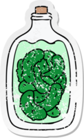 hand dragen bedrövad klistermärke tecknad serie klotter burk av inlagd gurkor png