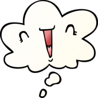 cute cartoon face with thought bubble in smooth gradient style png