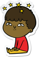 sticker of a cartoon amazed boy png