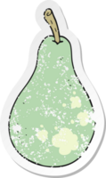 retro distressed sticker of a cartoon pear png