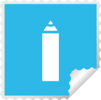square peeling sticker cartoon of a blue pencil png