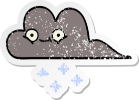 beunruhigter Aufkleber einer niedlichen Cartoonsturm-Schneewolke png