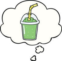 dessin animé glacé smoothie avec pensée bulle png