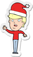 sticker of a cartoon man ready for christmas png