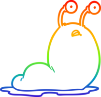 rainbow gradient line drawing of a cartoon slug png