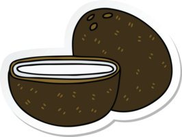 sticker of a quirky hand drawn cartoon coconut png