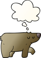 cartoon bear with thought bubble in smooth gradient style png