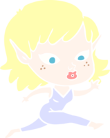 pretty flat color style cartoon elf girl running png