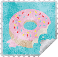 bitten frosted donut graphic square sticker stamp png