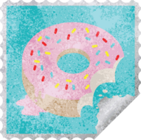 gebissener quadratischer Aufkleberstempel des gefrosteten Donuts png