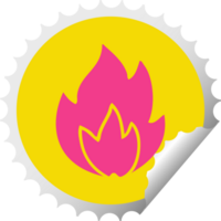 cirkulär peeling klistermärke tecknad serie av en brand png