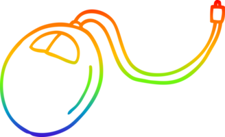 rainbow gradient line drawing of a cartoon old computer mouse png