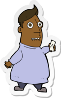 sticker van een cartoon nerveuze man met kaartjes png