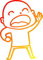 warm gradient line drawing of a cartoon shouting bald man png