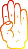 warm gradient line drawing of a cartoon hand png