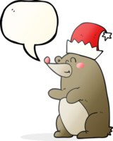 dibujado habla burbuja dibujos animados oso vistiendo Navidad sombrero png