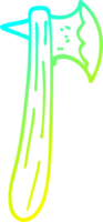 cold gradient line drawing of a cartoon axe png