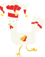 flat color illustration of chicken running in funny hat png