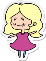 sticker cartoon illustration of a cute kawaii girl png